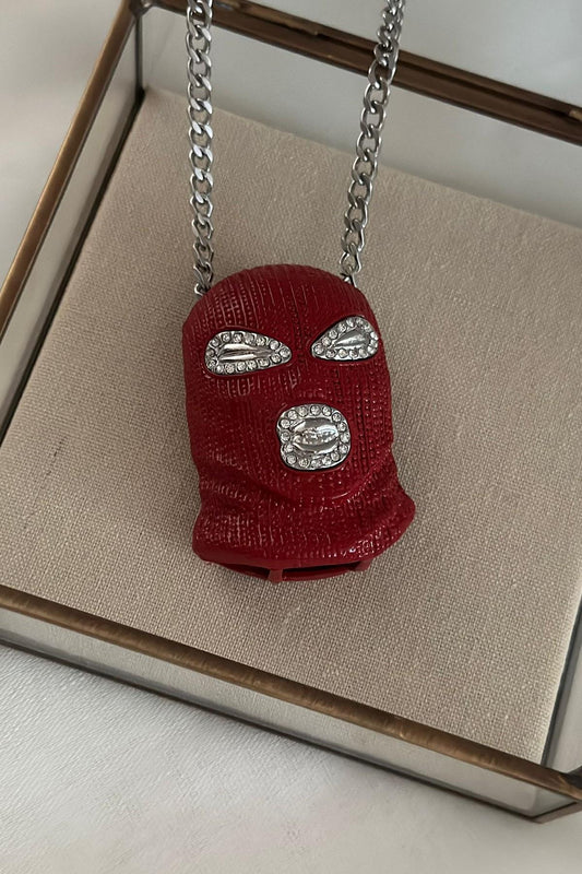 Zirkon Taş Detaylı Chain Maske Çelik Kolye