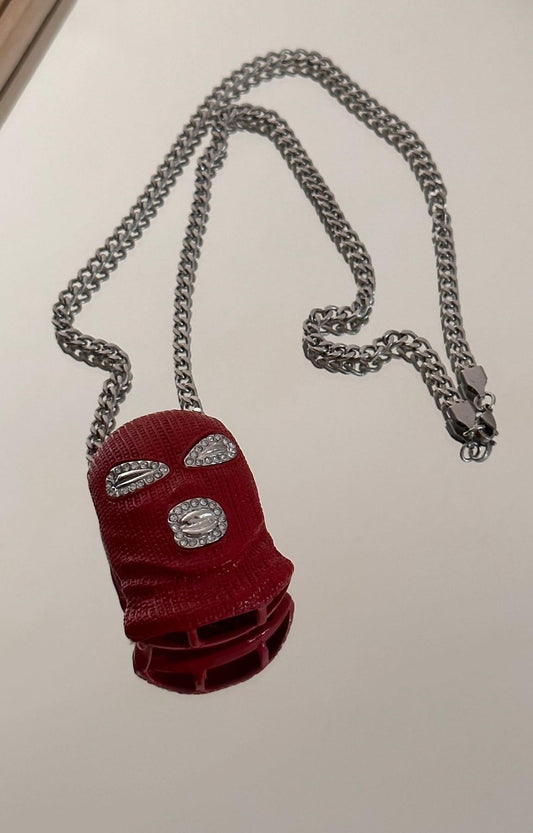 Zirkon Taş Detaylı Chain Maske Çelik Kolye