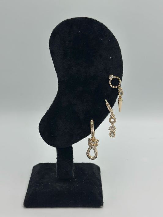 Zirkon Taş Detaylı Damla Set Küpe
