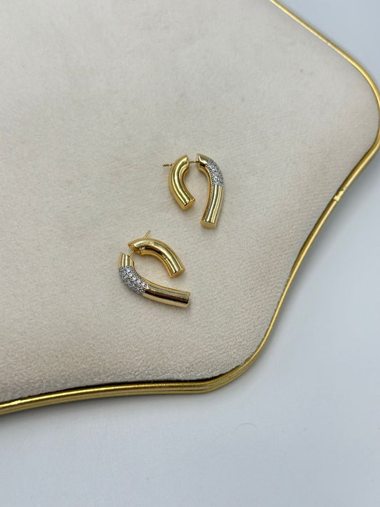 Zirkon Taş Detaylı İkili Kullanım Küpe