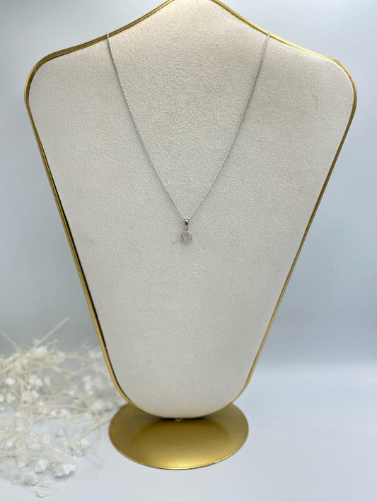 Zirkon Taş Detaylı Minimal Geometrik Çelik Kolye