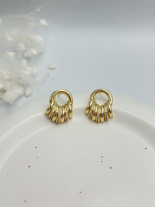 Zirkon Taş Detaylı Minimal Plaka Küpe