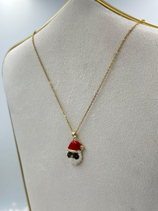 Zirkon Taş Detaylı Noel Baba Kolye (Pirinç Kaplama)