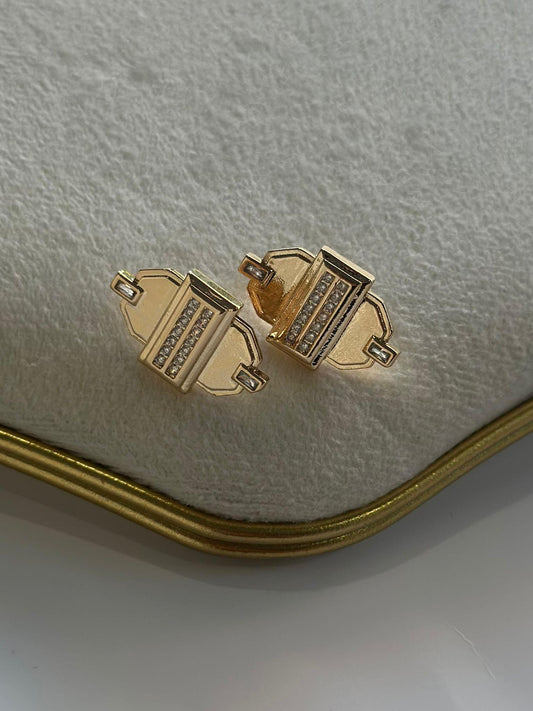 Zirkon Taş Detaylı Vintage Küpe (Çelik)