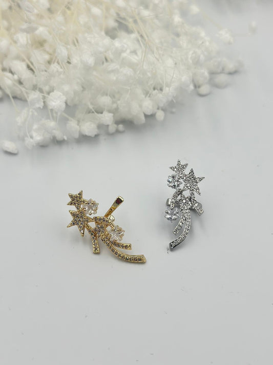 Zirkon Taş Detaylı Yıldız Kıkırdak Küpe (Çelik)