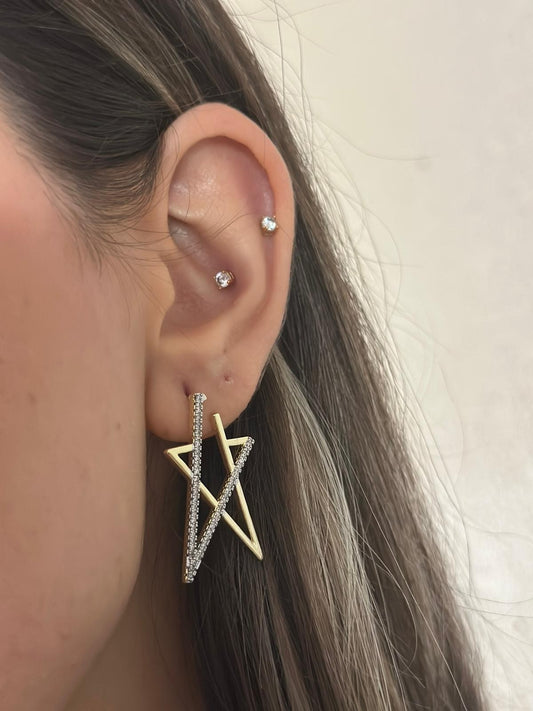 Zirkon Taş Detaylı Yıldız Küpe (Çelik)