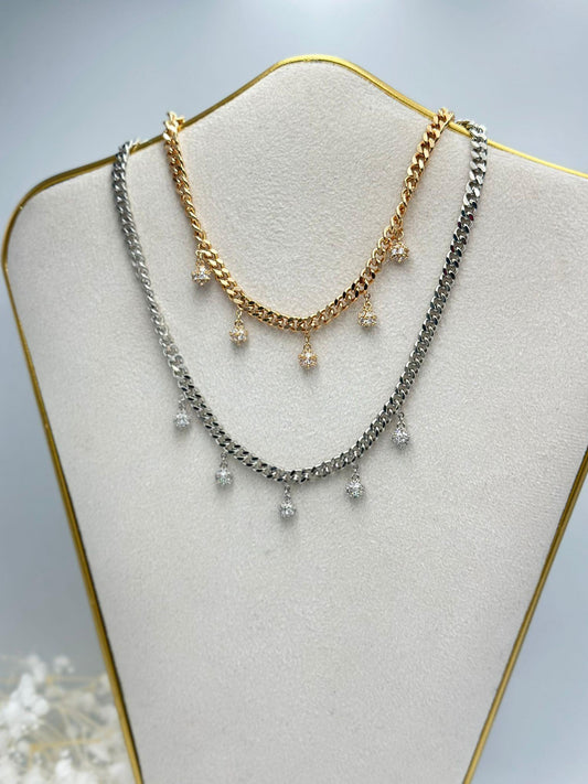 Zirkon Taş Detyalı Charm Topçuk Zincir Kolye