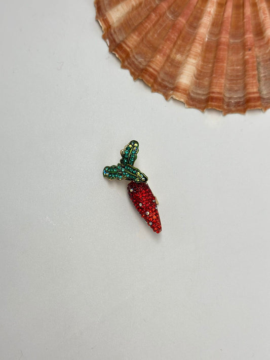 Zirkon Taş Havuç Broş