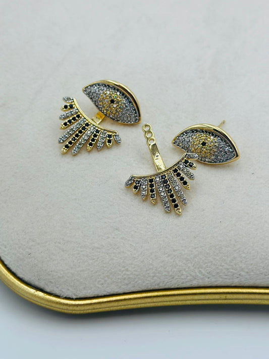 Zirkon Taş İkili Kullanım Çelik Göz Küpe