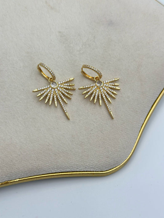 Zirkon Taş Sallantılı Kanat Küpe (Çelik)