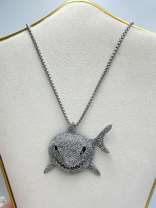 Zirkon Taş ve Burgu Zincir Çelik Unisex Kolye (58cm)